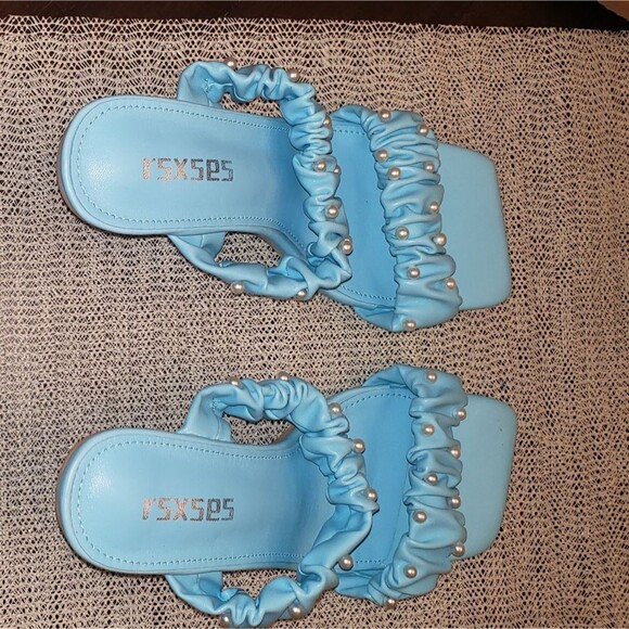 rsxses Women's Square Heels Sandals Clear Lucite Heel Mules Open Toe Slip On... - Picture 6 of 9